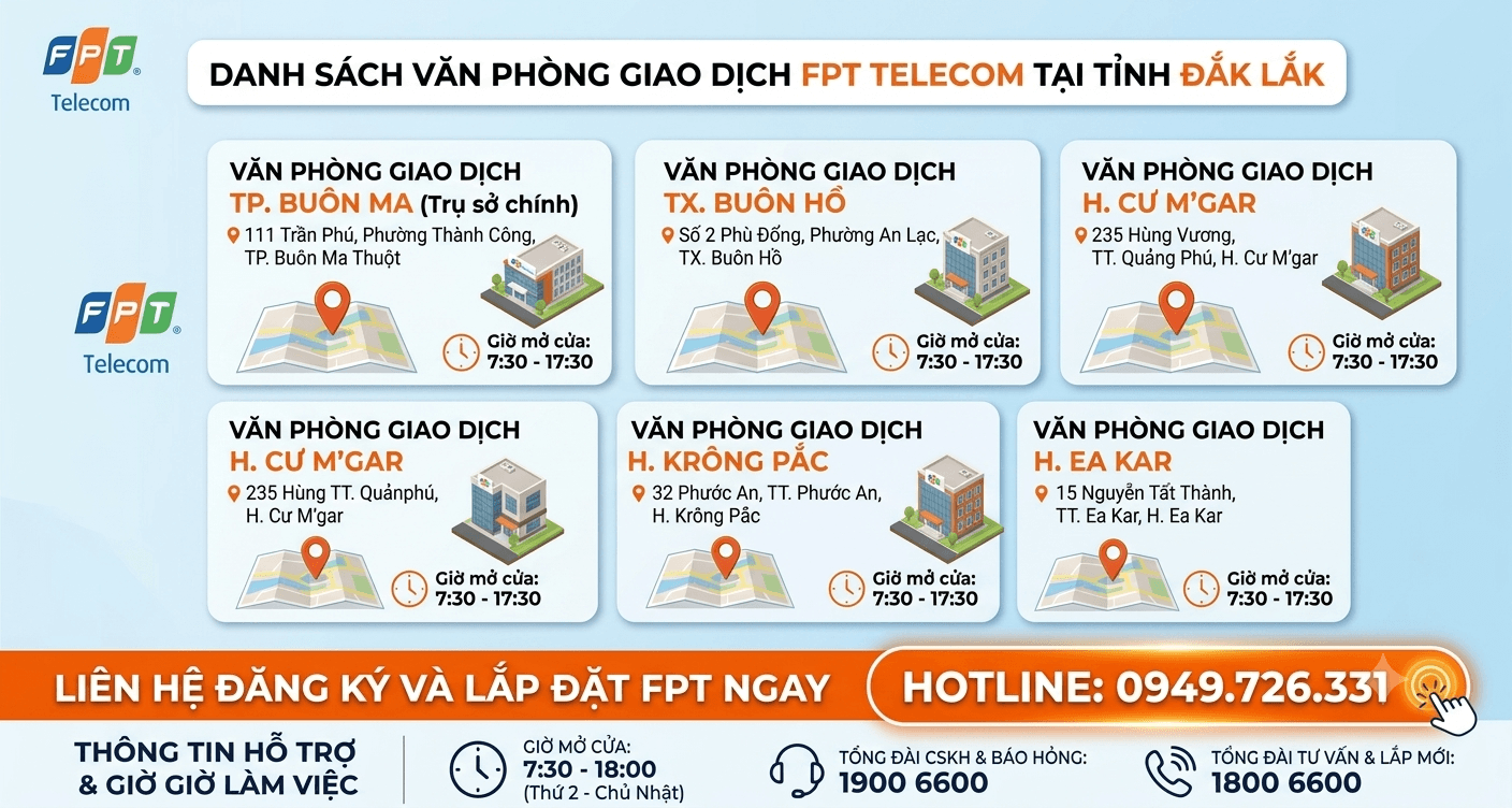 Lắp Mạng FPT Tại Dak Lak